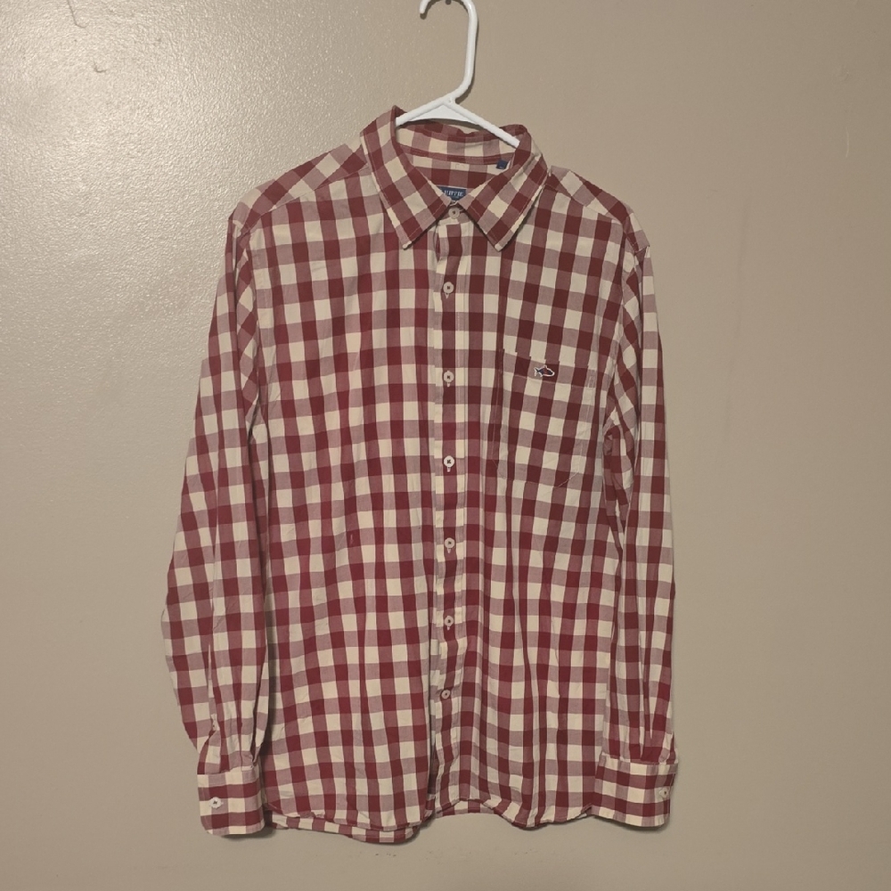 Fish Hippie Solace Collection LS Shirt - Brick/Beige White Plaid Mens Size Large